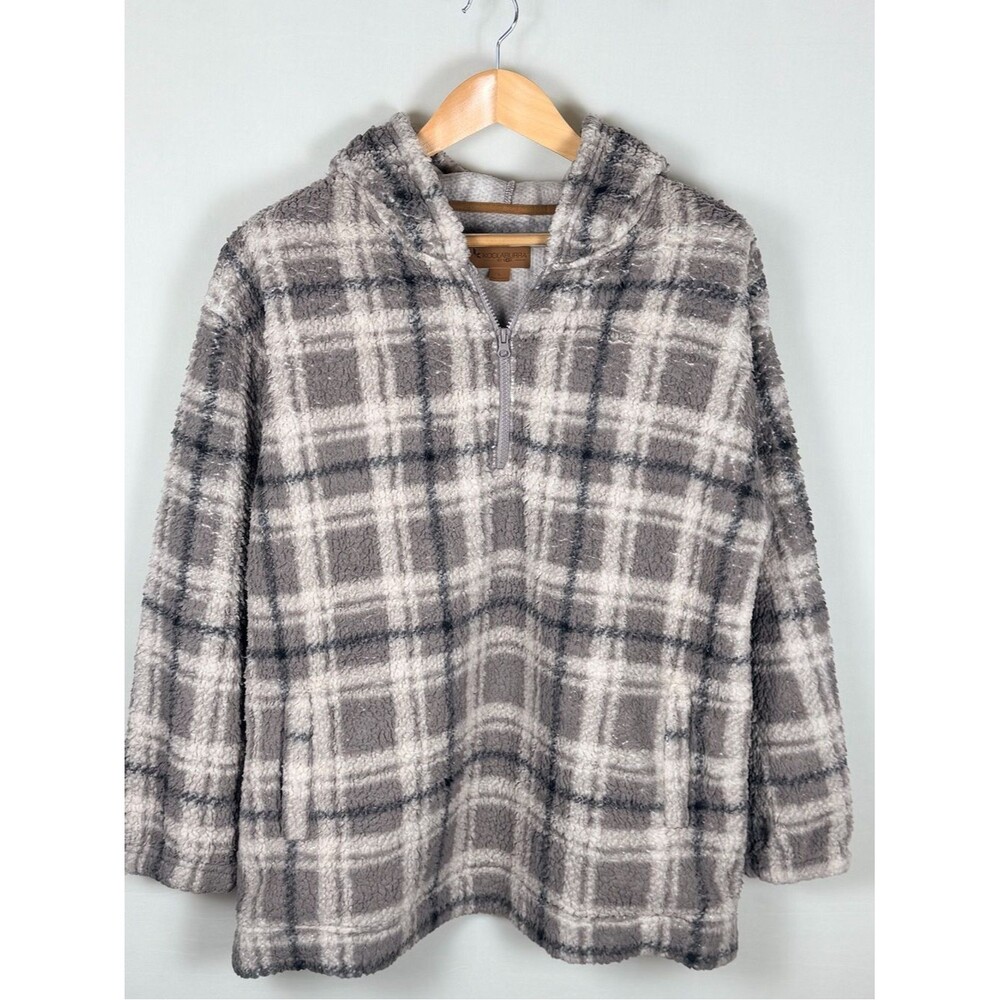 Koolaburra by UGG Plaid Sherpa Quarter Zip Pullover Hoodie Large